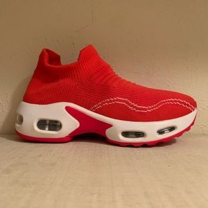 Red sock walking shoes